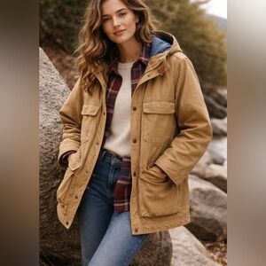 Vintage 1970s LL Bean Baxter State Parka Made in USA Tan Hooded Coat Small Read